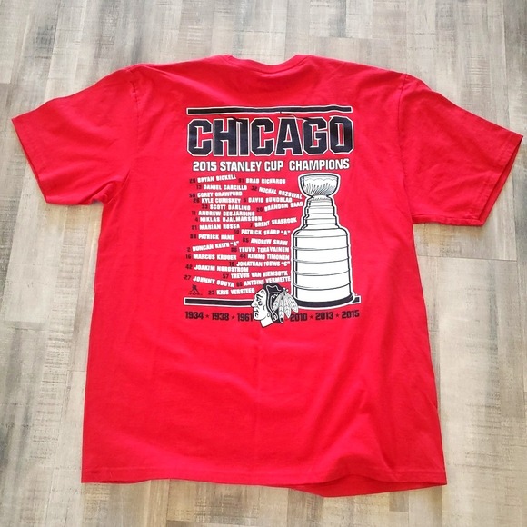 Chicago Blackhawks 2015 Stanley Cup Champions T-Shirt Reebox Men's XL NEW NWT - Picture 2 of 9